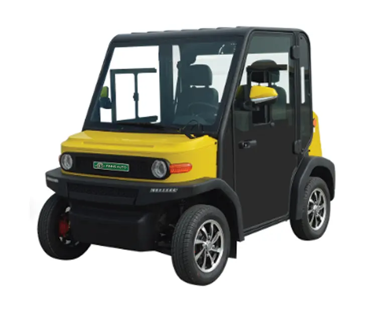 Side and rear view of the Finns Auto Air-Conditioned Golf Cart