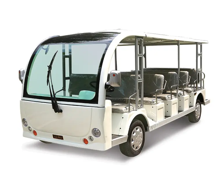 Multi-row passenger seating on the Finns Auto Electric Sightseeing Bus