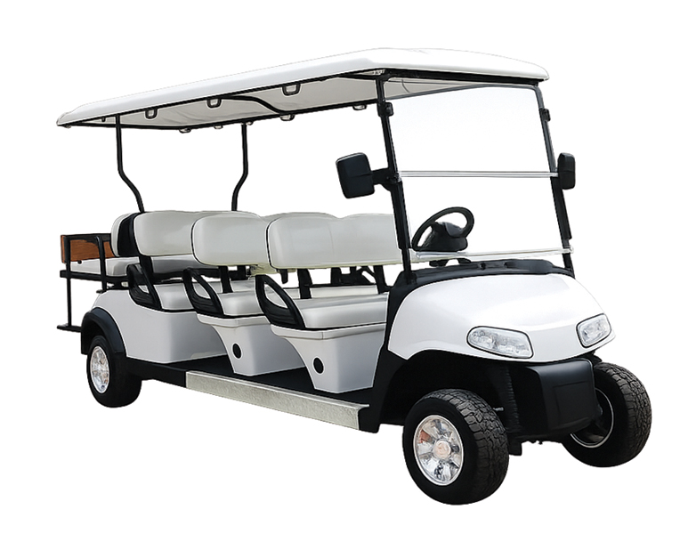 Side and rear view of the Premium Passengers Cart electric golf cart