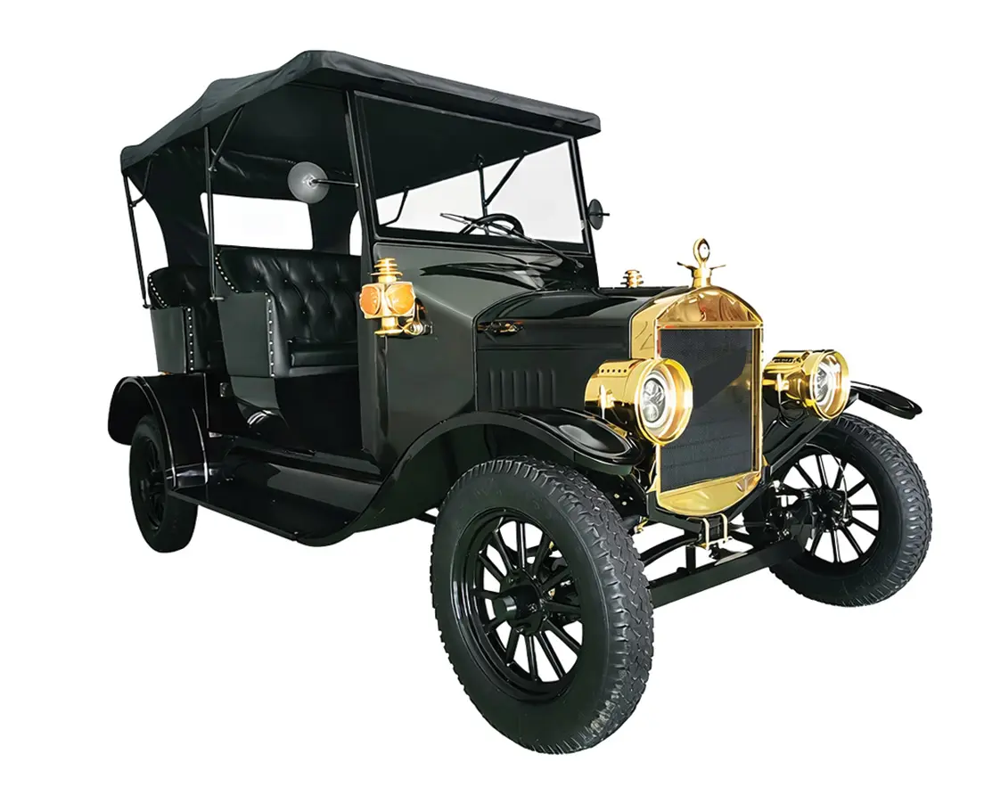 Finns Auto vintage electric golf cart with retro styling at a hotel