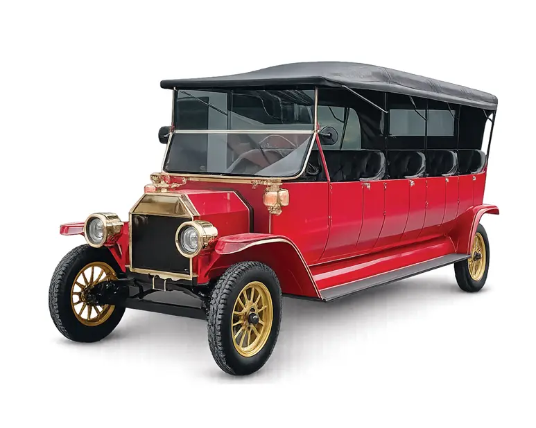 Front exterior view of the Finns Auto Vintage Electric Golf Cart